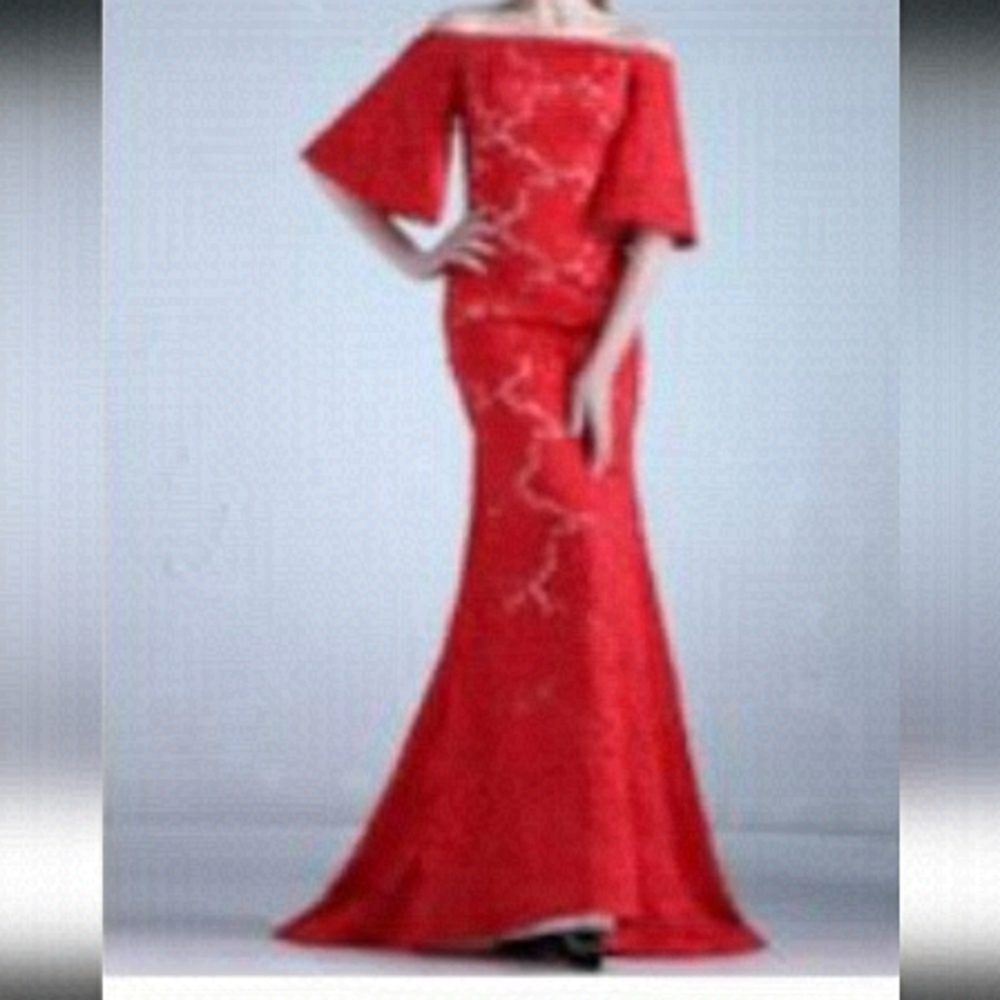 Evening Red prom, wedding guests dress US 16